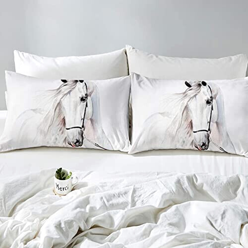 Housse de couette Cheval animal blanc 140x200 cm variant 0 