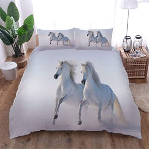 Housse de couette Cheval blanc dans la neige 220x240 cm