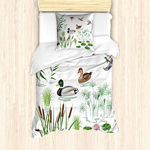 Housse de couette Canard blanc vert 135x200 cm