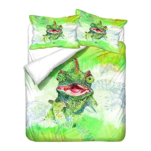 Housse de couette Caméléon vert 90x190 cm 140x200 cm 200x200 cm 220x240 cm 240x260 cm