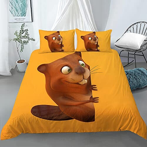 Housse de couette Castor jaune 220x240 cm