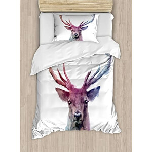 Housse de couette Cerf rose lilas