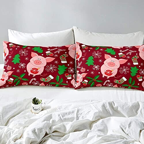 Housse de couette Cochon thème de noël 240x260 cm variant 0 