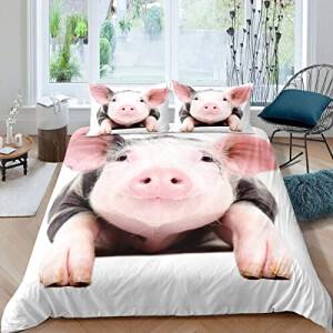 Housse de couette Cochon animal rose 140x200 cm