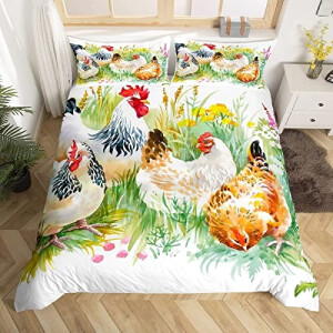 Housse de couette Coq poule 140x200 cm