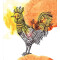 Housse de couette Coq marron orange jaune 130x200 cm - miniature variant 1
