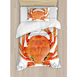 Housse de couette Crabe blanc orange 130x200 cm