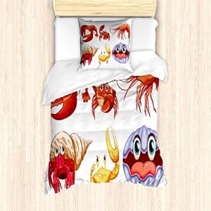 Housse de couette Crabe orange jaune 135x200 cm
