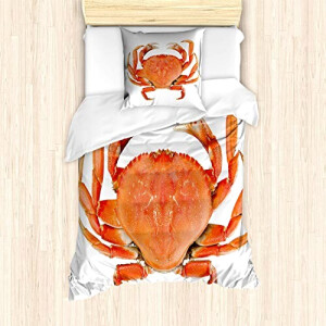 Housse de couette Crabe blanc orange 135x200 cm