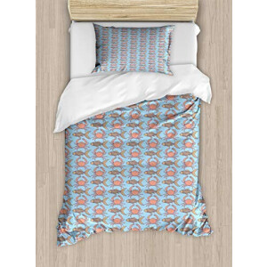 Housse de couette Crabe orange bleu 130x200 cm