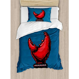 Housse de couette Crabe bleu rouge noir 130x200 cm