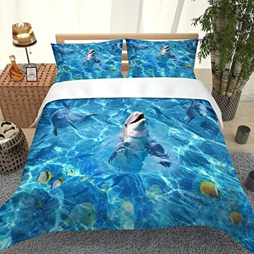 Housse de couette Dauphin bleu 220x240 cm