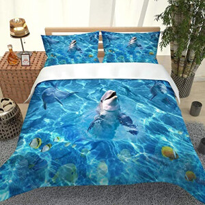 Housse de couette Dauphin bleu 220x240 cm