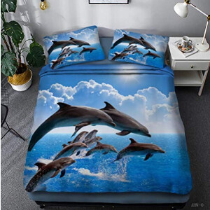 Housse de couette Dauphin bleu 140x200 cm 200x200 cm 220x240 cm