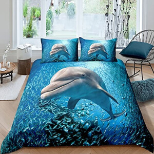 Housse de couette Dauphin mer profonde 140x200 cm 160x200 cm 200x200 cm 220x240 cm