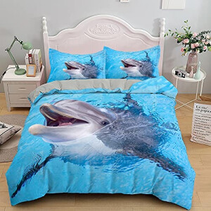 Housse de couette Dauphin bleu 160x200 cm