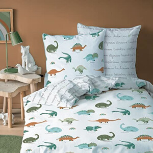 Housse de couette Dinosaure blanc 140x200 cm