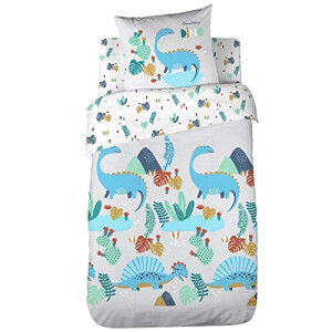 Housse de couette Dinosaure bleu 90x190 cm 140x200 cm