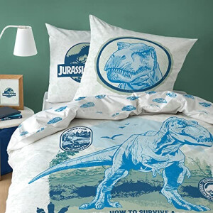 Housse de couette Dinosaure bleu ciel 140x200 cm