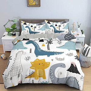 Housse de couette Dinosaure enfant blanc 220x240 cm