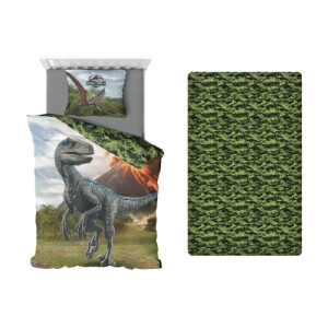 Housse de couette Dinosaure vert 90x190 cm 140x200 cm