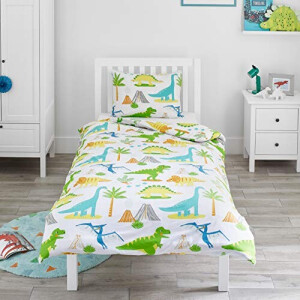 Housse de couette Tyrannosaure - Dinosaure - blanc 120x150 cm