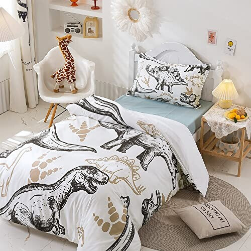 Housse de couette Dinosaure empreinte de 140x200 cm