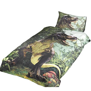 Housse de couette T-rex, T-rex - Dinosaure - multicolore 200x200 cm