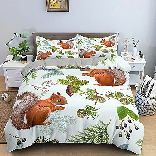 Housse de couette Écureuil pomme de pin 220x240 cm