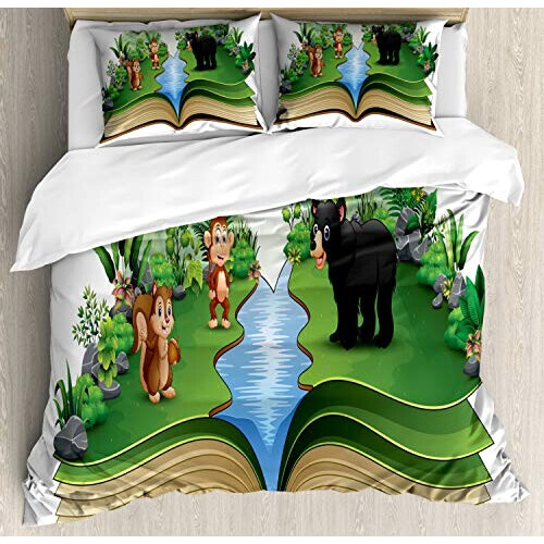 Housse de couette Écureuil multicolore vert 200x200 cm