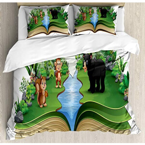 Housse de couette Écureuil multicolore vert 200x200 cm