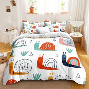 Housse de couette Escargot de dessin animé blanc 160x200 cm