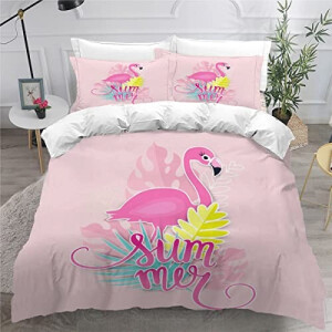 Housse de couette Flamant rose couleur 140x200 cm