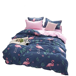 Housse de couette Flamant rose bleu 150x200 cm