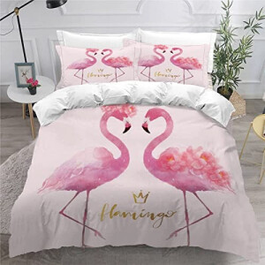 Housse de couette Flamant rose couleur 140x200 cm