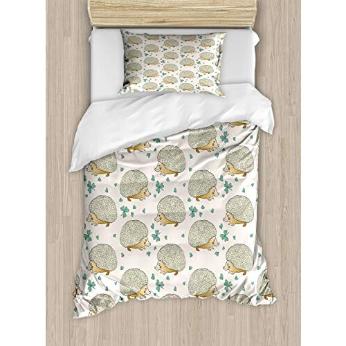 Housse de couette Hérisson multicolore vert sauge 130x200 cm