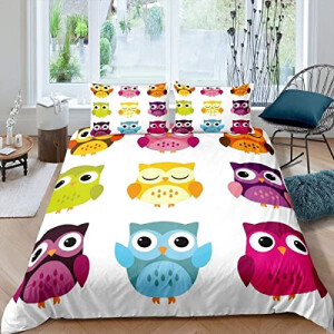 Housse de couette Hibou couleuré 140x200 cm