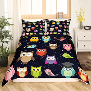 Housse de couette Hibou multicolore 140x200 cm 200x200 cm 220x240 cm 240x260 cm