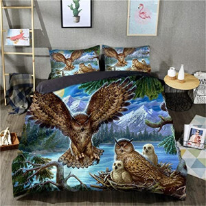 Housse de couette Hibou hui 135x200 cm 200x200 cm 220x240 cm