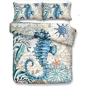 Housse de couette Hippocampe 140x200 cm 200x200 cm 220x240 cm