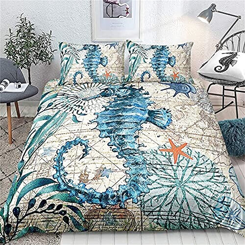 Housse de couette Hippocampe 140x200 cm 200x200 cm 220x240 cm variant 0 
