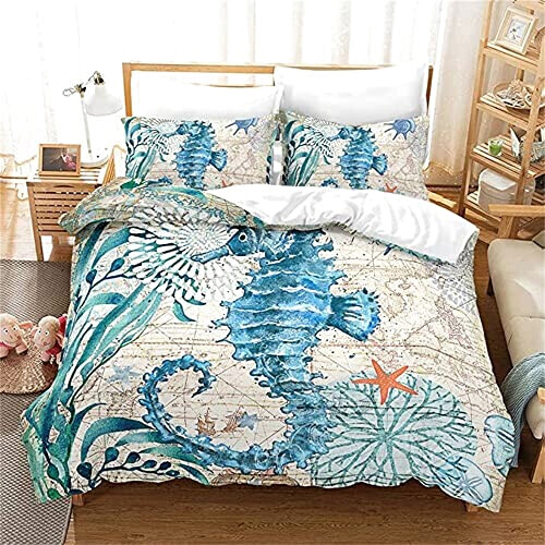 Housse de couette Hippocampe 140x200 cm 200x200 cm 220x240 cm variant 1 
