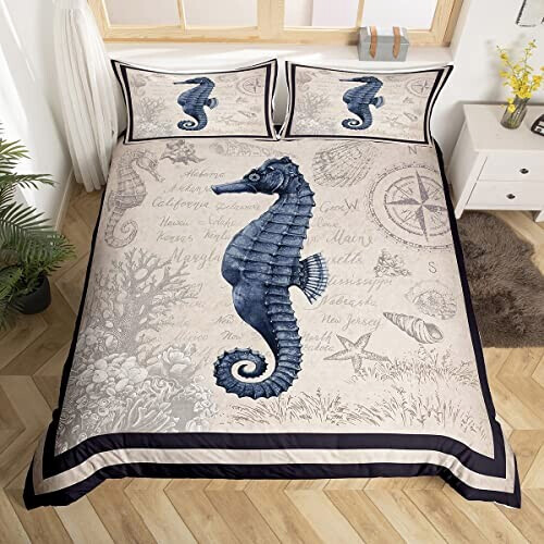 Housse de couette Hippocampe multicolore 140x200 cm 200x200 cm 220x240 cm