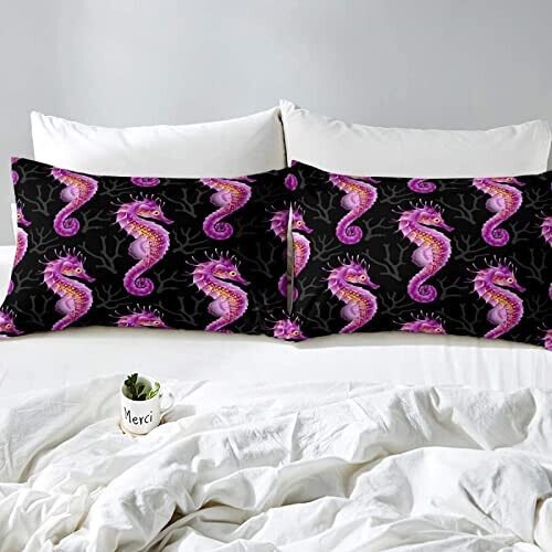 Housse de couette Hippocampe de l'océan noir 220x240 cm variant 0 