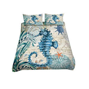 Housse de couette Hippocampe 140x200 cm 200x200 cm 220x240 cm