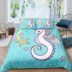 Housse de couette Hippocampe multicolore 140x200 cm 200x200 cm 220x240 cm