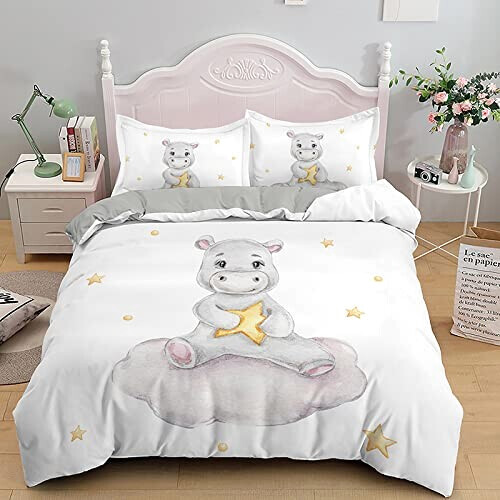 Housse de couette Hippopotame gris 220x240 cm