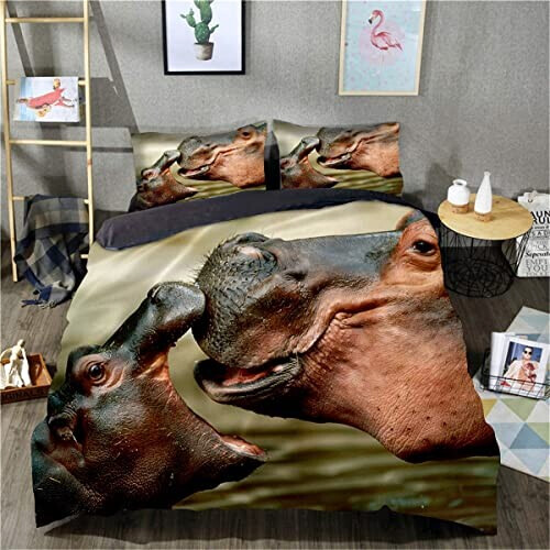 Housse de couette Hippopotame hui 135x200 cm 200x200 cm 220x240 cm