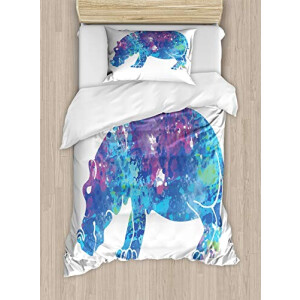 Housse de couette Hippopotame multicolore