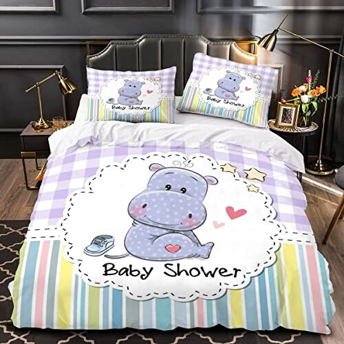 Housse de couette Hippopotame couleur 140x200 cm